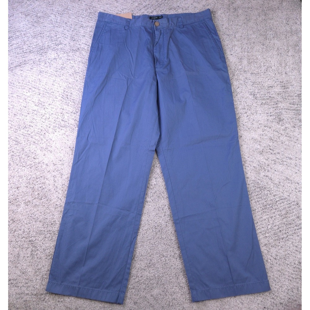 VTG J Crew Chino Pants Mens 36x30 Wide Leg Classic Fit Trouser Blue Baggy NWT